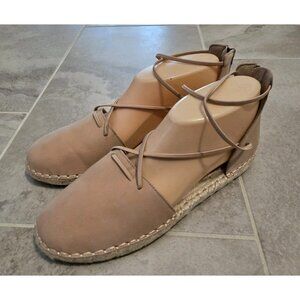 Eileen Fisher Suede Lee Espadrilles Strappy Beige Nude US 8 Flats Laced